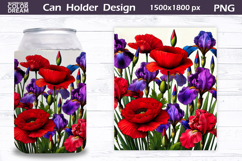 Poppy Can Cooler Wrap | Wildflowers Can Holder Product Image 1