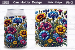Cornflowers Can Cooler Wrap | Wildflowers Can Holder Product Image 1