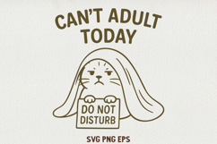 Sarcastic Cat Illustration Funny Lazy Line Art Kitty SVG PNG Product Image 1