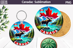 Canada Moose Round Coaster | Canada Day Coaster Product Image 1