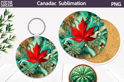 Canada Leaf Round Coaster | Canada Day Coaster Product Image 1