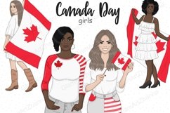 Canada Day GIRLS Country Symbol Clipart Freedom Flag - PNG Product Image 1