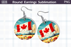 Canada Landscape Round Earrings | Canada Flag Earrings Product Image 1