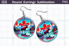 Canada Moose Round Earrings | Canada Leaf Earrings Product Image 1