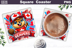 Canada Beaver Square Coaster| Canada Day Sublimation Product Image 1