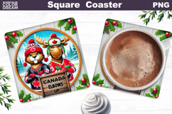 Canada Moose &amp; Beaver Coaster PNG | Funny Hockey Sublimation Product Image 1