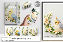 Digital Paper Canary Embroidery Product Image 1