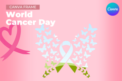 Breast Cancer Ribbon Canva Frame Bow Awareness Add Photo_11 Product Image 1