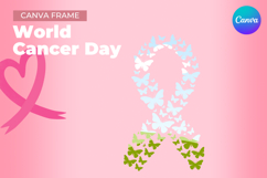 Breast Cancer Ribbon Canva Frame Bow Awareness Add Photo_18 Product Image 1