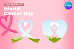 Breast Cancer Ribbon Canva Frame Bow Awareness Add Photo_4 Product Image 1