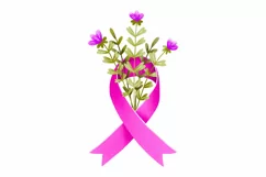 Breast cancer ribbon with blossom flowers Product Image 3