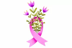 Breast cancer ribbon with blossom flowers Product Image 4