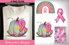 Breast Cancer Awareness Sublimation PNGs | Fall Ribbon Set Product Image 1