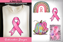 Breast Cancer Awareness Sublimation PNGs | Fall Ribbon Set Product Image 3
