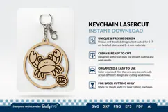Cute Zodiac Keychain SVG | Cancer Astrology Design Product Image 3