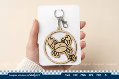 Cute Zodiac Keychain SVG | Cancer Astrology Design Product Image 1