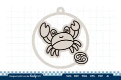 Cute Zodiac Keychain SVG | Cancer Astrology Design Product Image 2