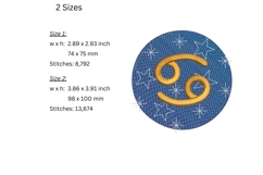 Cancer Embroidery Design - Astrological Embroidery Pattern Product Image 2