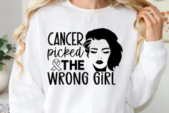 Cancer picked the wrong girl SVG, cancer awareness SVG Product Image 1