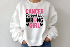 Cancer Picked The Wrong Girl SVG | Breast Cancer Awareness Product Image 2