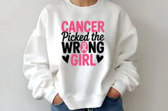 Cancer Picked The Wrong Girl SVG | Breast Cancer Awareness Product Image 2