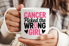 Cancer Picked The Wrong Girl SVG | Breast Cancer Awareness Product Image 3