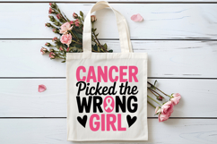 Cancer Picked The Wrong Girl SVG | Breast Cancer Awareness Product Image 4