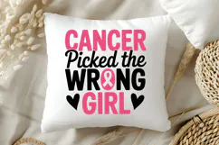 Cancer Picked The Wrong Girl SVG | Breast Cancer Awareness Product Image 5