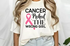 Cancer Picked The Wrong Girl SVG , Breast Cancer Quotes SVG Product Image 2