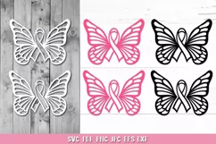 Breast Cancer Ribbon Butterfly SVG,Breast Cancer Awareness Product Image 2