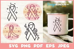 Cancer Ribbon Drawing SVG Cut File For Mug