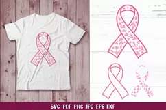 Cancer Ribbon SVG,Cancer Awareness Floral Ribbon,Ribbon SVG Product Image 2