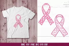 Cancer Ribbon SVG,Cancer Awareness Floral Ribbon,Ribbon SVG Product Image 1