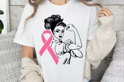 Cancer strong girl vector SVG , Breast Cancer Fighter Quotes Product Image 3
