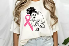 Cancer strong girl vector SVG , Breast Cancer Fighter Quotes Product Image 2