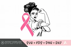 Cancer strong girl vector SVG , Breast Cancer Fighter Quotes Product Image 1