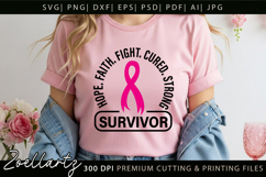 Breast Cancer Awareness SVG Pink Ribbon SVG Faith Hope Cure Product Image 4