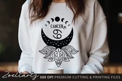 Cancer Zodiac Sign SVG Cut File Celestial T-shirt Design Product Image 1