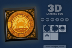 Cancer Zodiac 3D Shadow Box Layered Papercut Product Image 1
