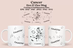 cancer zodiac coffee mug sublimation wrap glass mug wrap svg presized for 11oz and 15oz glass ready to cut and sublimation files