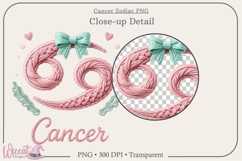 Cancer Zodiac PNG, Cozy Faux Knit Astrology Clipart Product Image 2