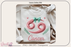 Cancer Zodiac PNG, Cozy Faux Knit Astrology Clipart Product Image 3