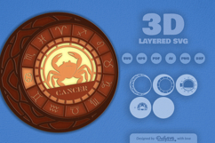 Cancer Zodiac Layered Laser Cut Product Image 2