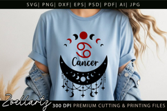 CANCER Zodiac Sign SVG for CRICUT Celestial Moon T-shirt Mug Product Image 1