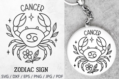 Cancer Zodiac Sign SVG – cute cancer illustration with floral details and stars. Perfect for astrology t-shirts, mugs, tote bags, keychains, zodiac stickers, planners, posters, invitations, horoscope crafts, and birthday gifts.