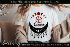 CANCER Zodiac Sign SVG for CRICUT Celestial Moon T-shirt Mug Product Image 3