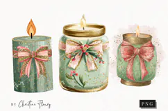 Brush Stroke Christmas Candle Clipart | Preppy Christmas PNG Product Image 1