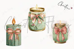Brush Stroke Christmas Candle Clipart | Preppy Christmas PNG Product Image 3