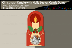 Candle with holly leaves candy dome Product Image 2