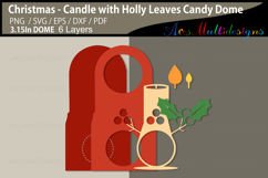 Candle with holly leaves candy dome Product Image 3